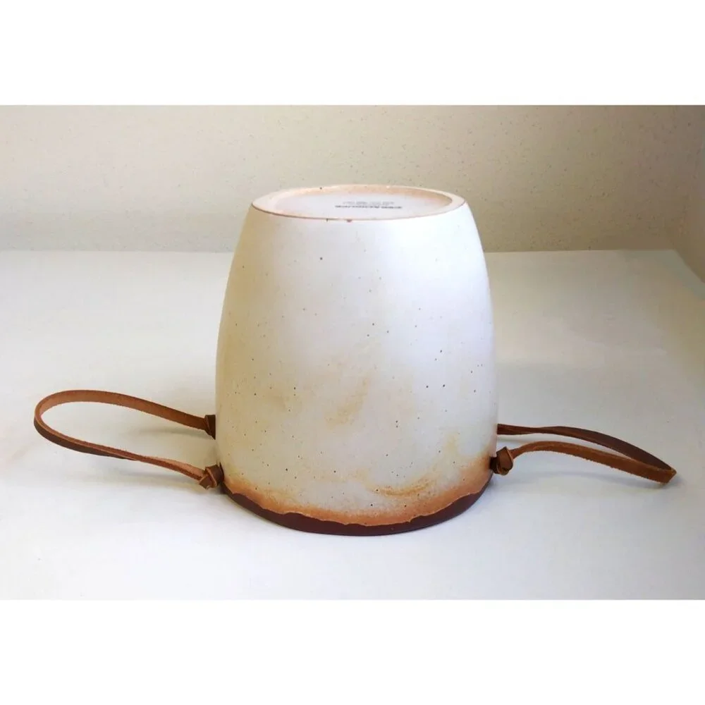 Ceramic Ice Bucket with Leather Strap Handles, Summer Party